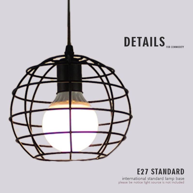 Vintage Industrial Style Designer E27 Business Art Iron Cage Decorate Small Pendant Light