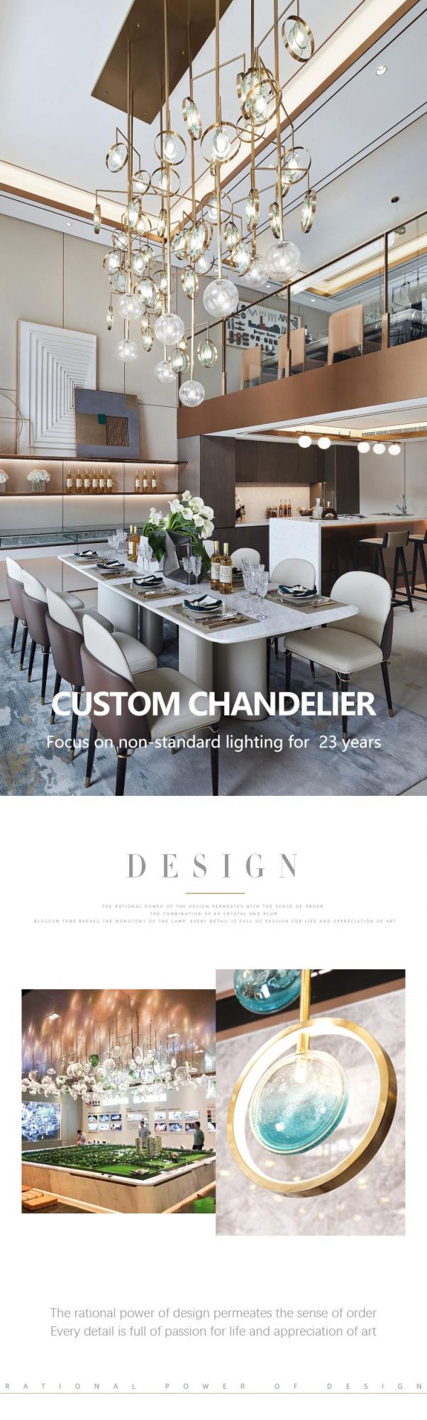 High Product Custom Commercial Dining Room Villa Hotel Large Luxury Iron LED Chandelier Light