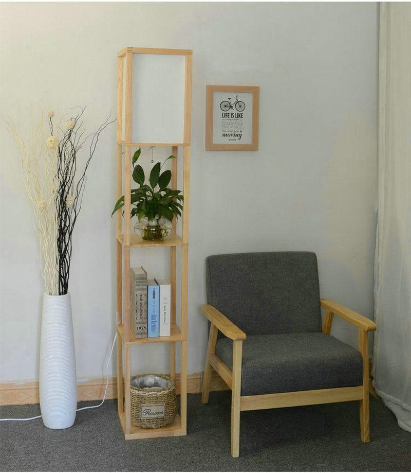 Modern LED Decorative Wooden Loft Floor Lamp Black White Shelf Floor Lamp (WH-MFL-113)