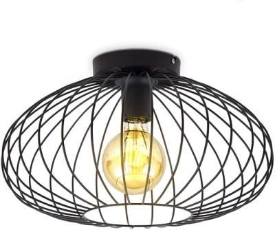 Vintage Matt Black Wire Metal Cage Shade Ceiling Light