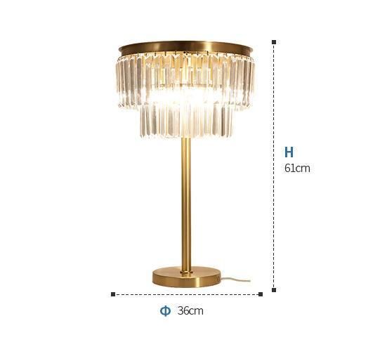 Luxury Villa Home Gold Crystal Table Lamp for Decoration