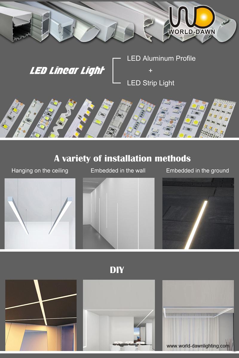 Aluminum LED Profile Light Linear Suspended Ceiling Office Lighting for LED Strip Light