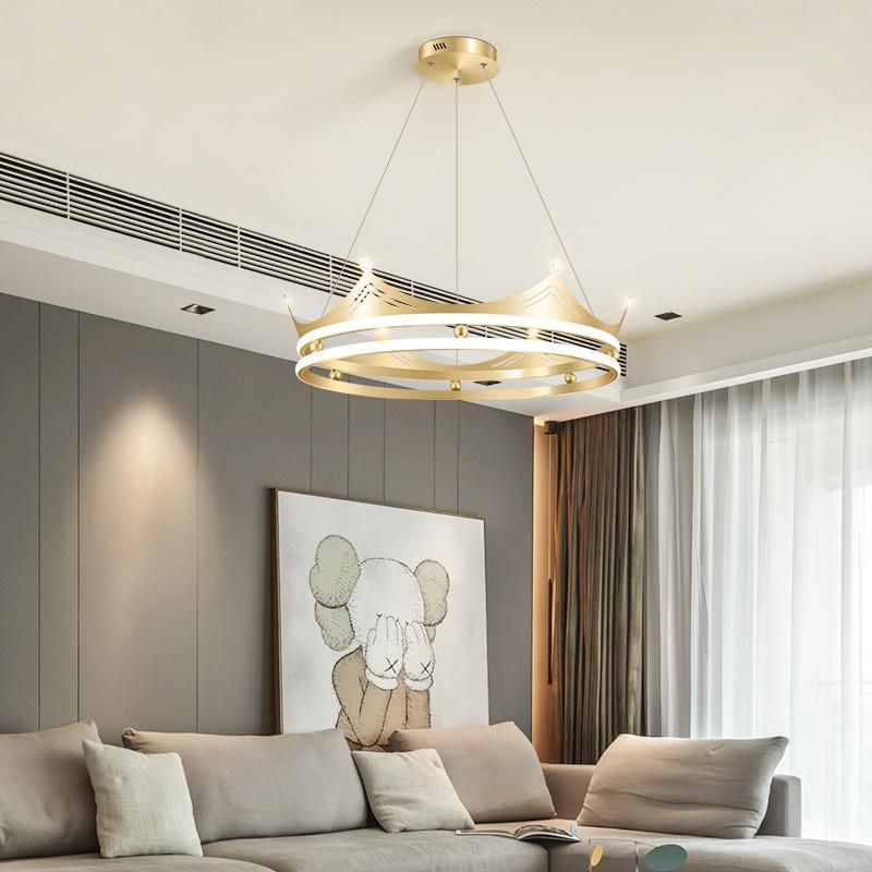 Crown Design Modern Style Living Room Chandelier Bedroom Pendant Lamp