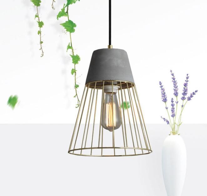 Factory Direct Sale Simple Industrial Retro Creative Iron Wire Cement Pendant Light