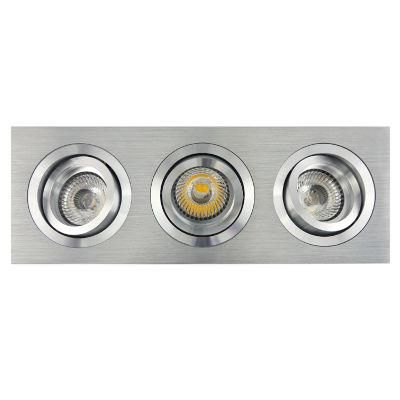 Lathe Aluminum GU10 MR16 Multi-Angle 3 Units Square Tilt Recessed LED Down Light (LT2301-3)