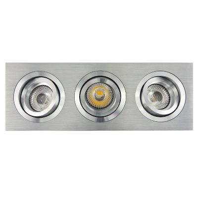 Lathe Aluminum GU10 MR16 Multi-Angle 3 Units Square Tilt Recessed LED Down Light (LT2301-3)