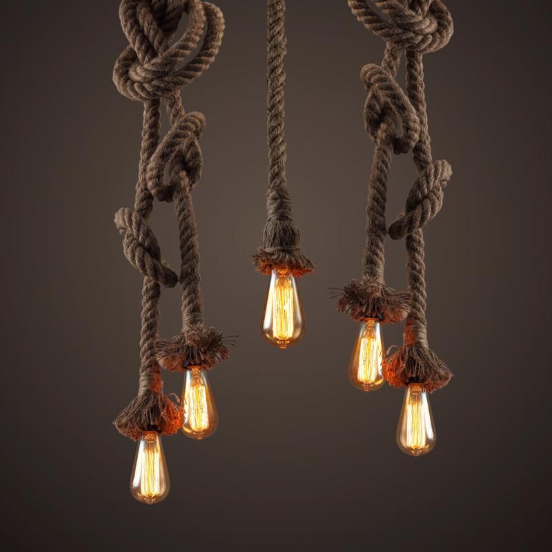 Retro Hemp Rope Industrial Loft Pendant Lamp Vintage American Style Creative Hanging Pendant Lighting