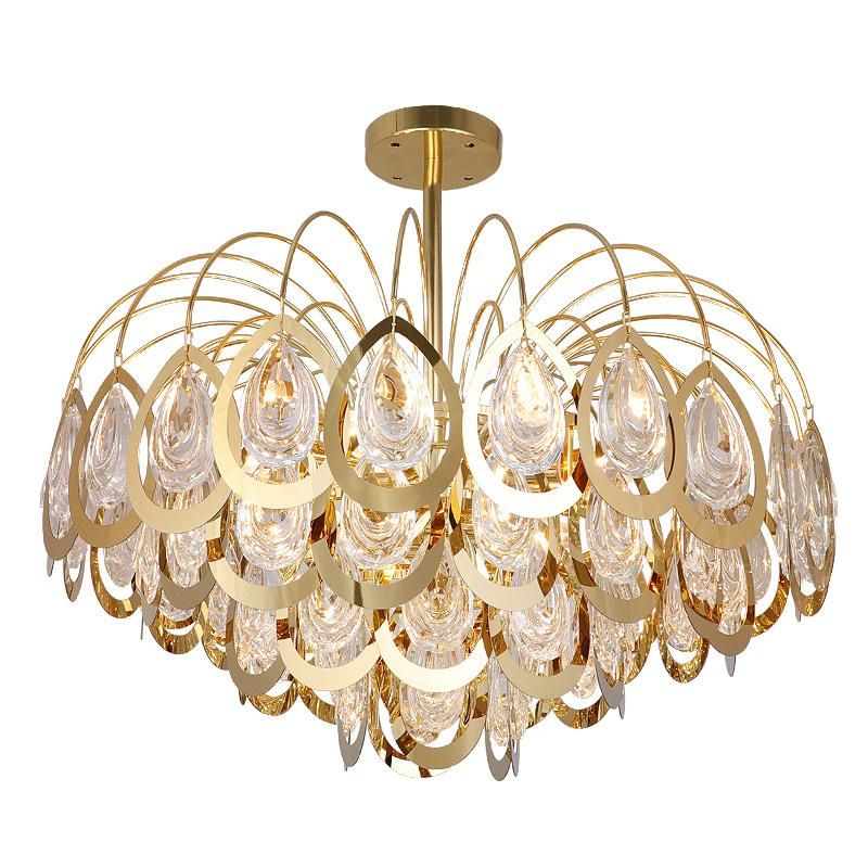 European Living Room Luxury Crystal Shade ceiling Lamp Pendant Lighting