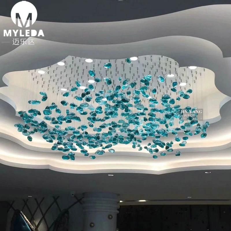 Hotel Lobby Big Pendant Lamp Hand Made Glass Chandelier for Villa Project