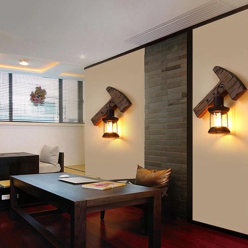 Restaurant Bar Cafe Light Creative Industrial Vintage Wood Wall Lamp (WH-VR-53)