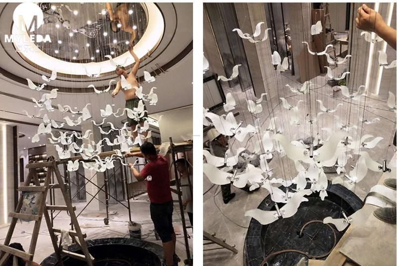 Large Dining Room Little Bird Fly Butterfly LED Chandelier Lighting