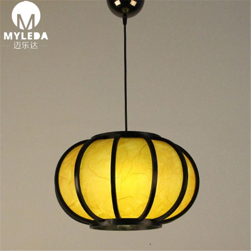 Metal Lantern Wooden Pendant Lamp
