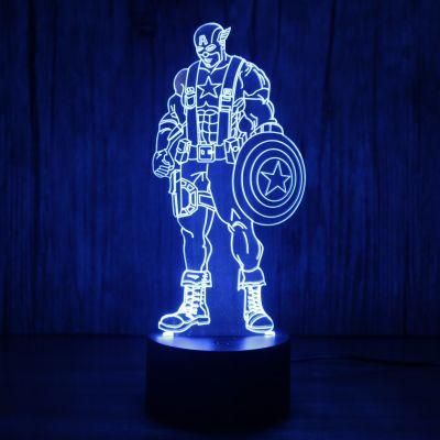 3D Captain America LED Night Light