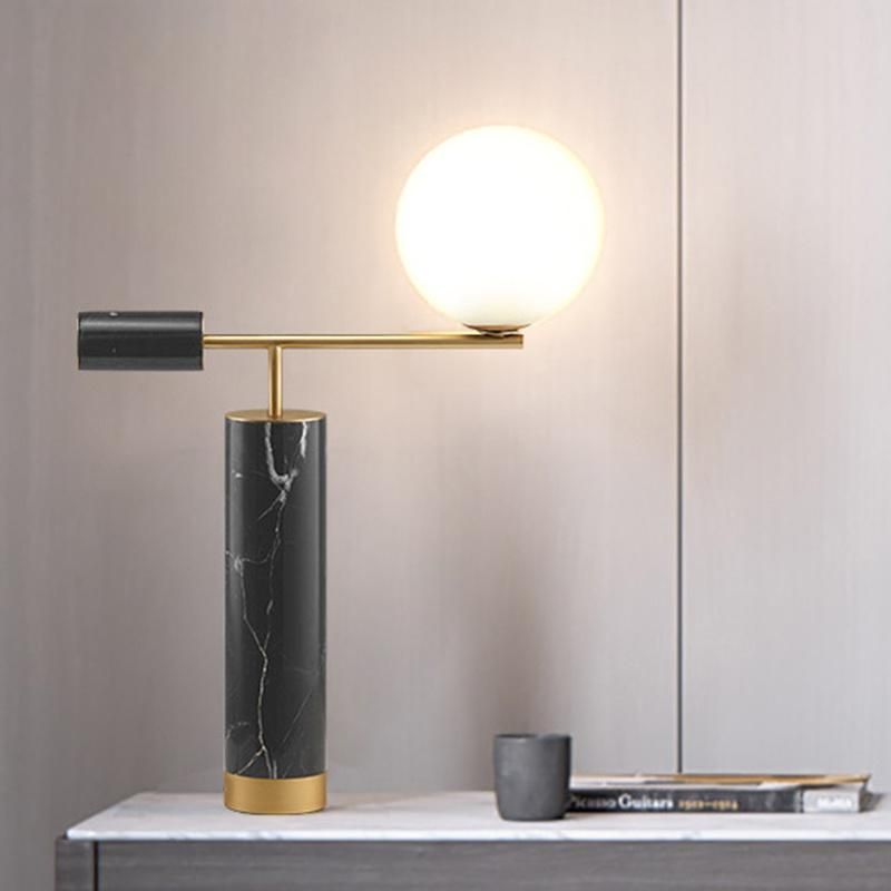 Hotel Project Table Lamp Metal with Opal Glass Designer Modern LED E27 Simple Desk Nordic Marble Table Lamp