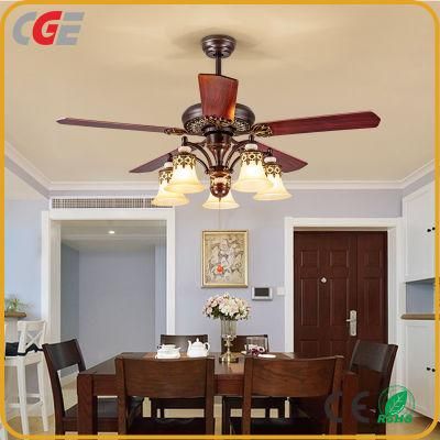 Vintage Wood and Metal Mute Home Minimalist Living Room Dining Room Fan Light Ceiling Lights Chandelier