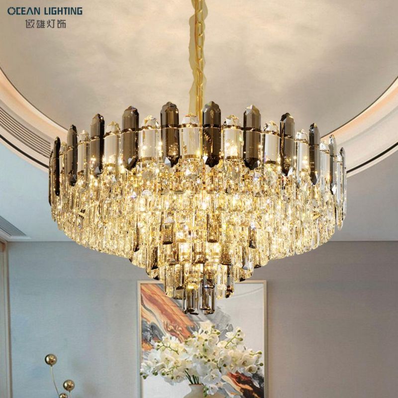 Room Modern Metal Living Bedroom Ceiling Clear Crystal Pendant Lamp Luxury Chandelier