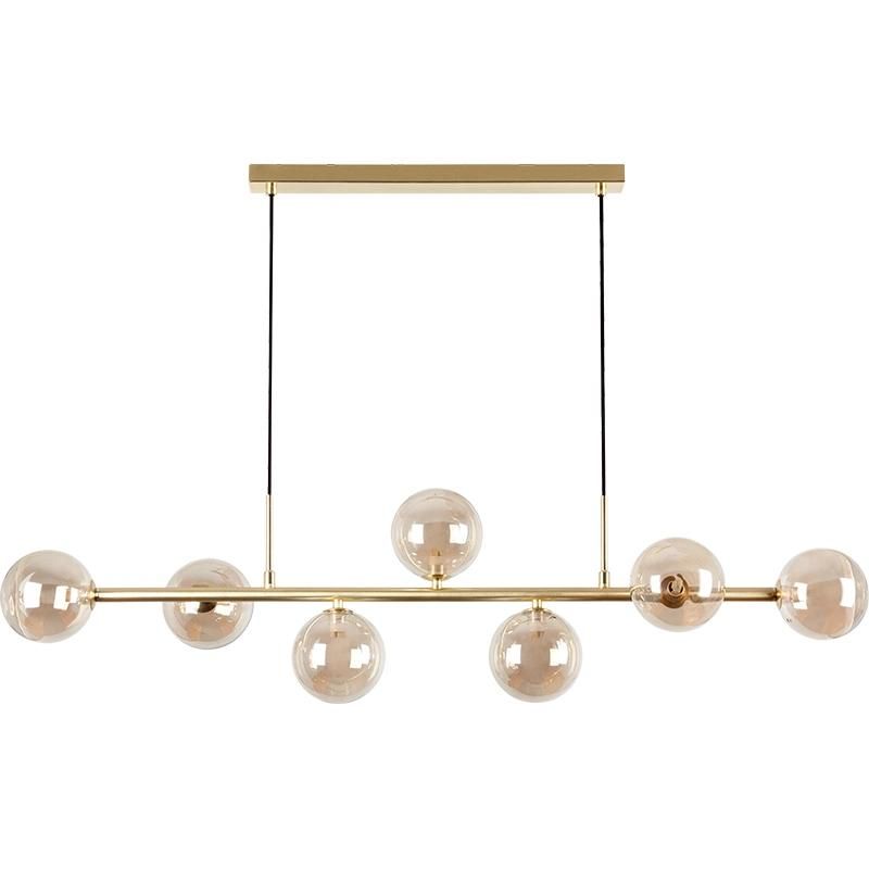 Lighting Modern Chandelier with Globe Sputnik Chandelier Pendant Light Frosted Adjustable Hanging Ceiling Light for Dining Room Living(Amber Glass & Matt Brass)