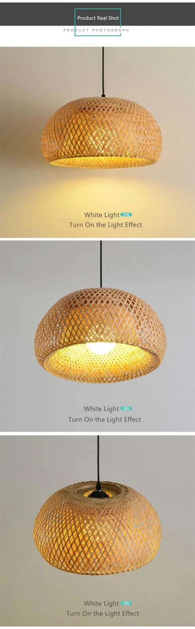 Bamboo Lantern Pendant Lamp Natural Rattan Wicker Chandeliers Hand-Woven Bamboo Lampshades E27 Lighting Fixtures Hanging Light