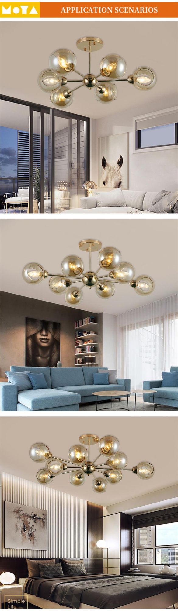 High Brightness Globe Lampshade Luxury Lighting Indoor Ceiling Light