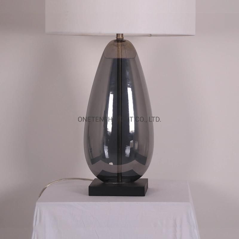 Smoke Grey Blown Glass Body and Fabric Shade