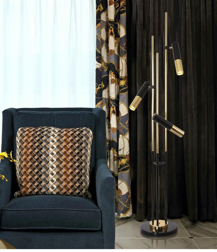 Post-Modern Simple Creative Fashion Three Black Gold Cylindrical Aluminum Designer Villa Living Room Decorative Floor Lamp