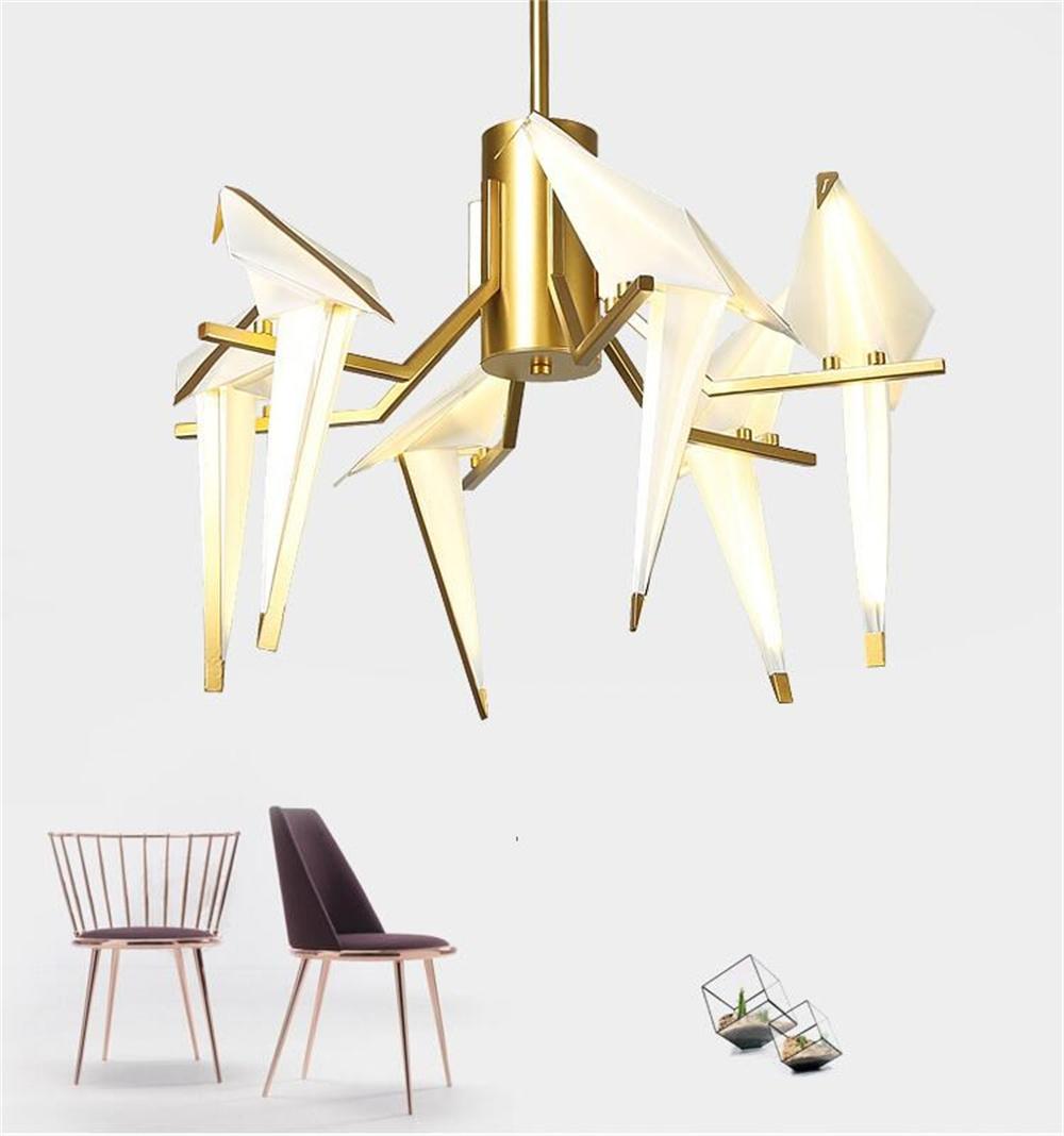 Art Deco Modern Paper Crane Metal Chandelier for Restaurant Living Room Dining Room Children′ S Room LED Bird Design Pendant Lamp