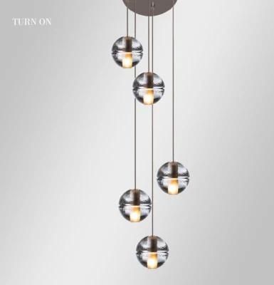 Modern Black Dining Room Clear Glass Ball Living Room LED Chandelier Pendant Lamp Light