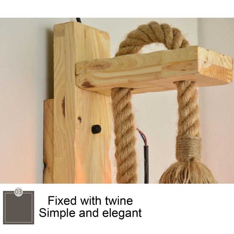 Vintage Wooden Wall Light for Restaurant Coffee Shop Decor Rope Wall Lamp (WH-VR-51)