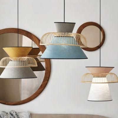 Japanese Fabric Bamboo Pendant Lights Minimalist LED Dining Room Pendant Light Living Room Suspension Lights (WH-AP-127)