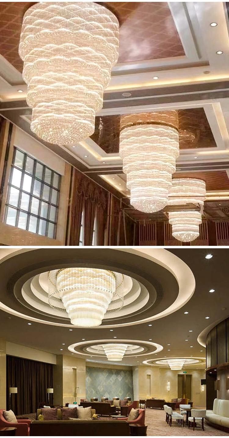 Hot Selling Products Luxury Staircase Banquet Hall Hotel Glass Non-Standard Custom Chandelier Lamp