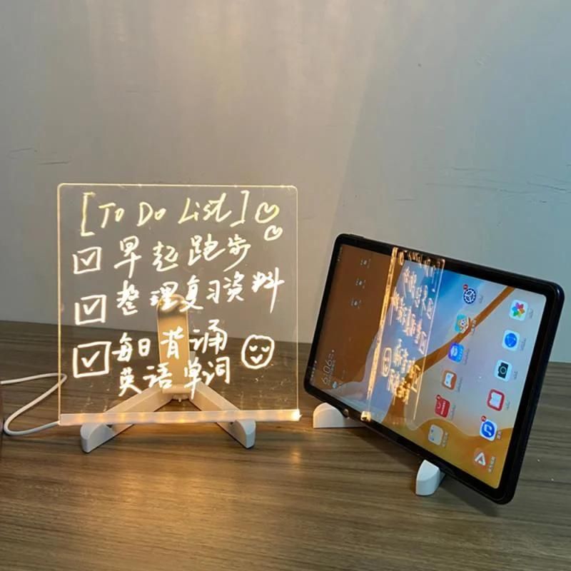 LED Lamp Memo Board Luminous Note Board Student Creative Erasable Memo Portable Mini Writing Board