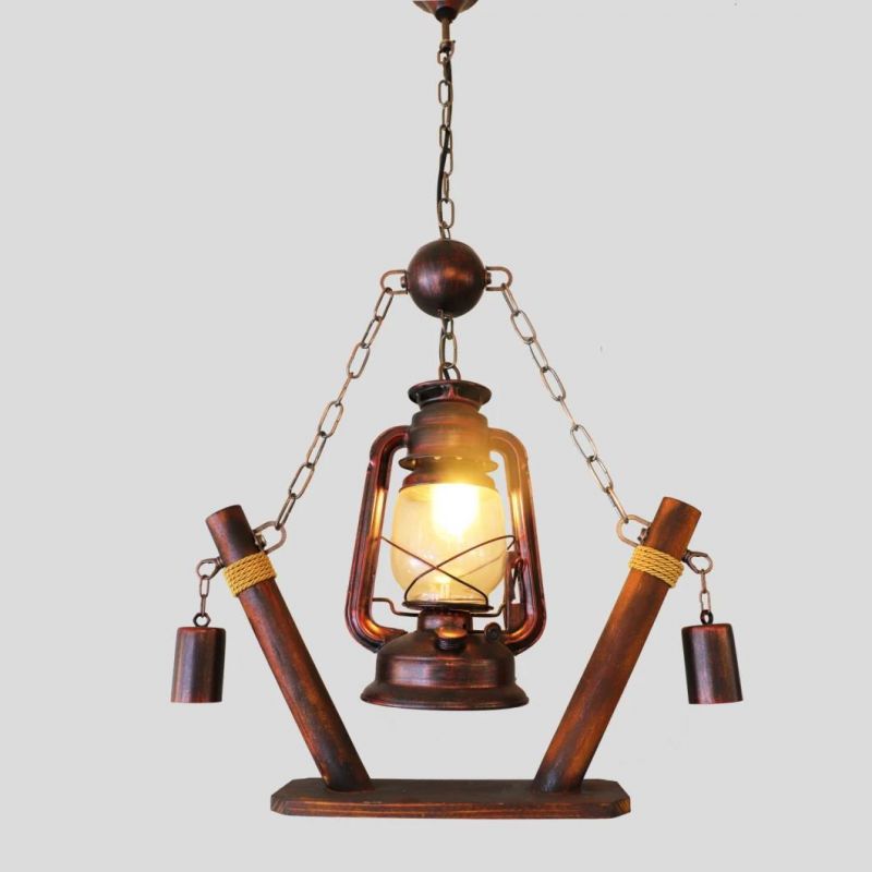 Industrial Retro Rustic Pendant Light Cafe Design Kerosene E27 Lamp Holder Wood Pendent Light (WH-VP-128)