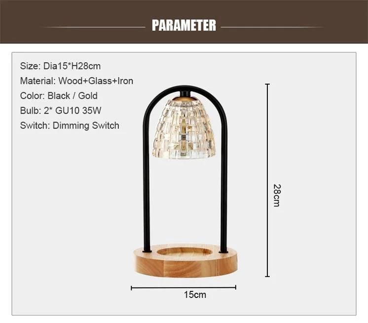 Modern Wooden Pedestal Glass Crystal Scent Electric Candle Essential Oil Warmer Aromatherapy Lamp Furnace Wax Heater Burner