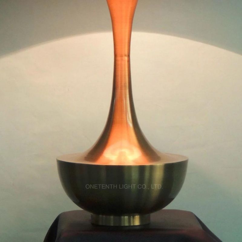 Modern Metal and White Linen Fabric Shade Table Lamp Brass Interior Desk Lighting