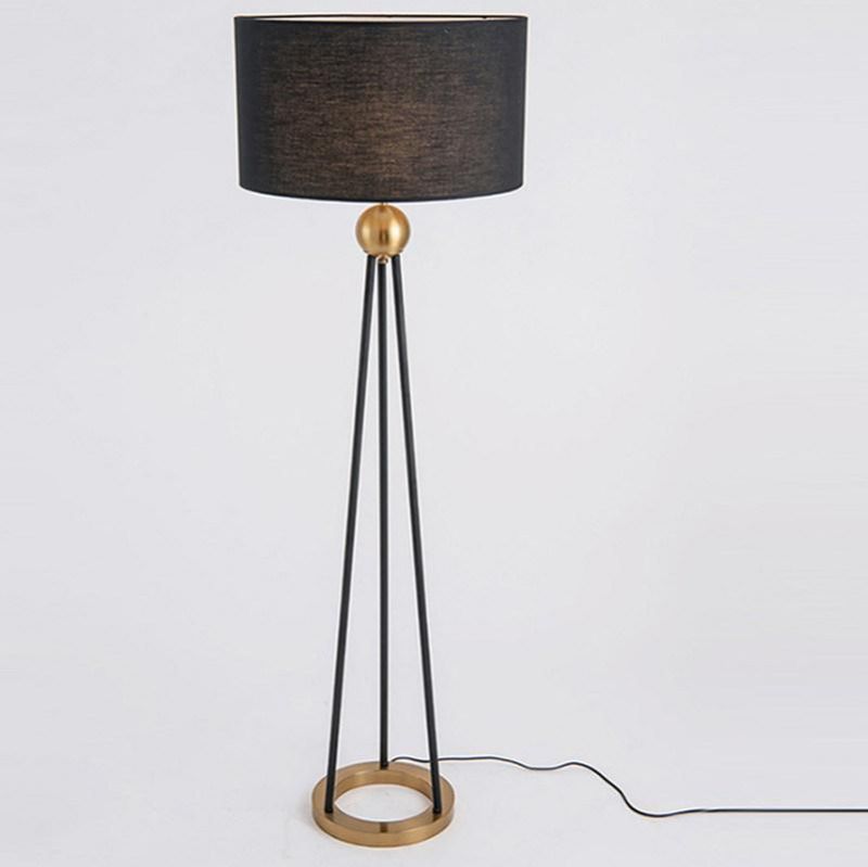 American Retro Floor Lamp for Living Room Black Fabric Shade Nordic Villa Hotel Floor Industrial Lamp (WH-MFL-147)