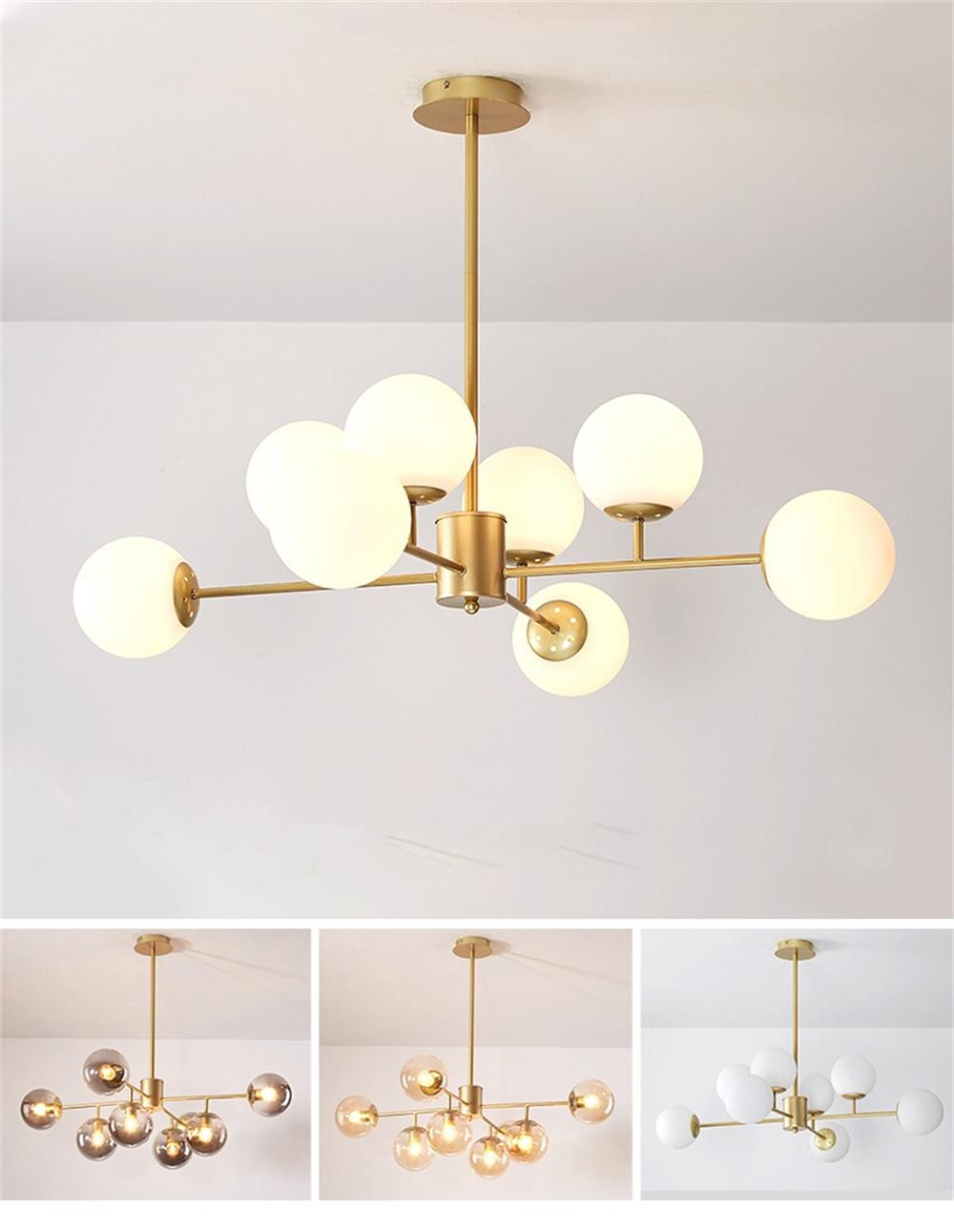 Nordic LED Chandelier for Living Room Dining Kitchen Gold Modern Ball Ceiling Hanging Lamp in The Hall Loft Home Light Fixture