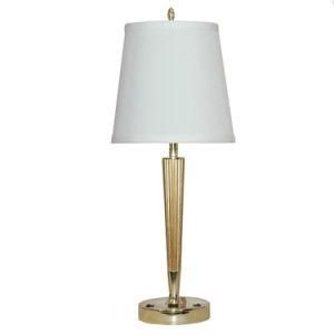 Golden Body Hotel Table Lamp with White Fabric Shade