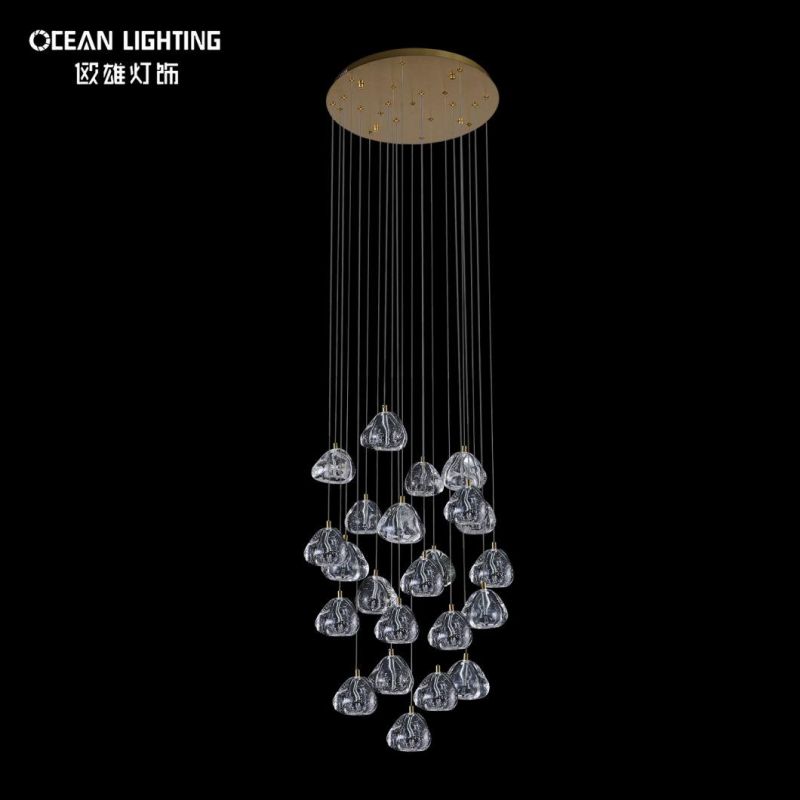 Golden Warm Lighting 3000K Spherical Metal 22*3W Crystal Chandelier Luxury