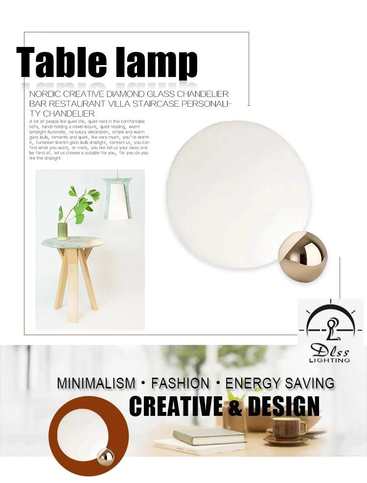 Modern White Glass Ball Metal Office Table Lamp