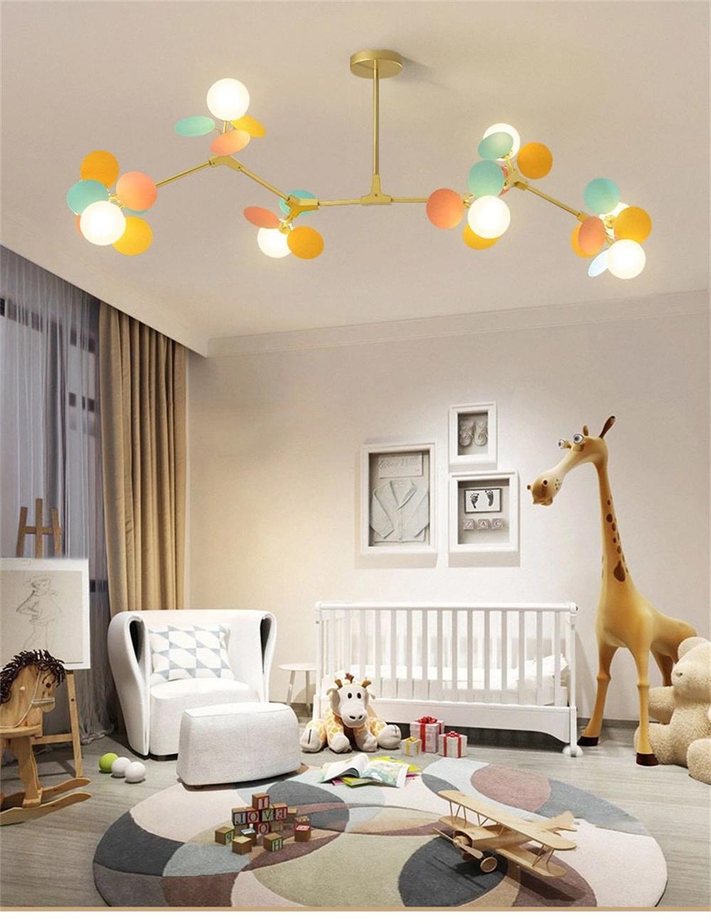 Modern LED Lamp Children′s Bedroom Color Chandelier Nordic Living Room Dining Room Glass Ball Luster Golden Molecular Chandelier