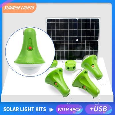 Global Sunrise Solar Energy Light Kit 4 PCS Bulbs Pendant Light IP55 Waterproof