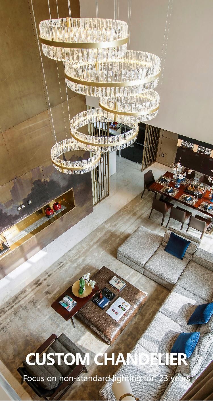 Custom Crystal Crystal Ring LED Pendant Light for Bedroom Dining Room