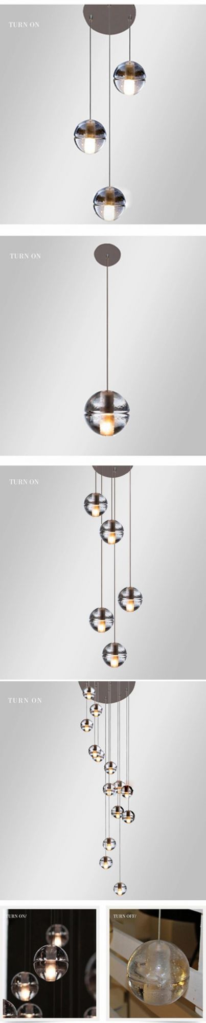 Modern Black Dining Room Clear Glass Ball Living Room LED Chandelier Pendant Lamp Light