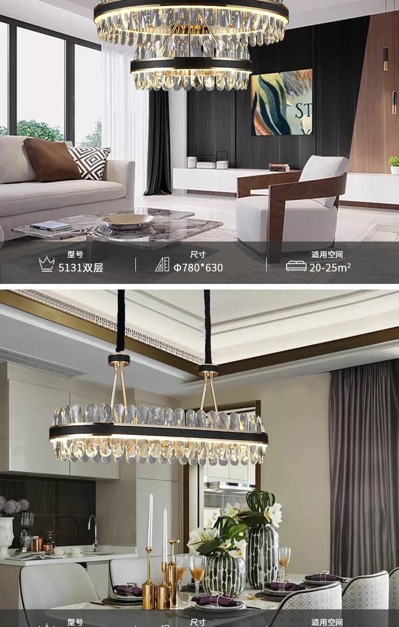 Morden Luxury Living Room Lighting Decoration Ceiling Hanging LED Crystal Chandelier Pendant Light