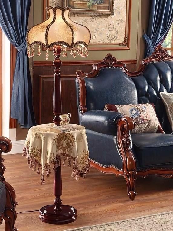 OPP Lighting European Floor Lamp Tea Table Luxury Living Room Bedroom American Fashion Table Retro Creative Wood Lace