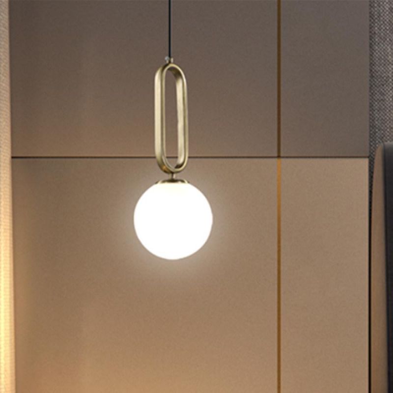 Modern Golden Pendant Lights Bedroom Decor Borgny Oval Ring Frosted Glass Globe Pendant Light (WH-AP-298)