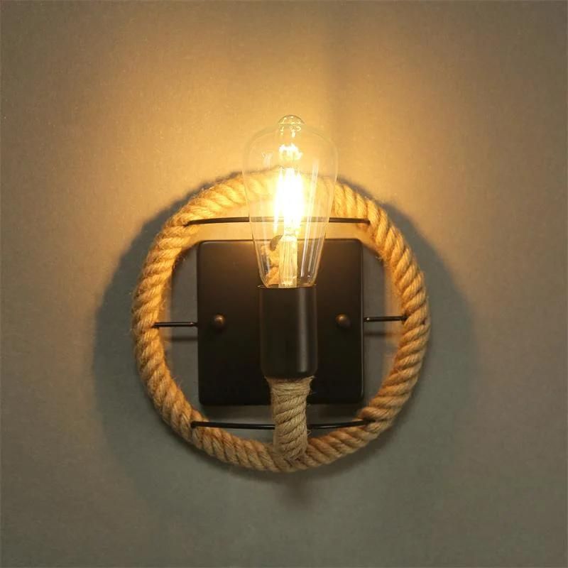 Loft Retro Style Hemp Rope Wall Lamp Industrial Vintage Restaurant Light Fixtures Home Decor Bar Cafe Dining Room Wall Light E27
