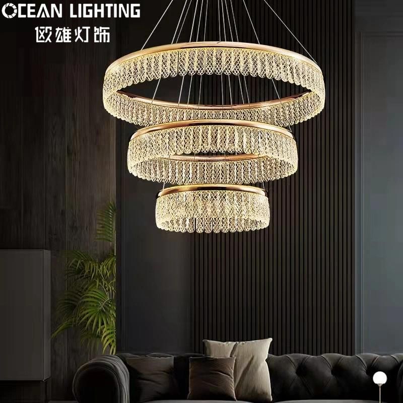 Indoor Hotel Ocean Lighting Chinese New Popular Design Pendant Lamp Ceiling Crystal Customized Round Glass Chandelier