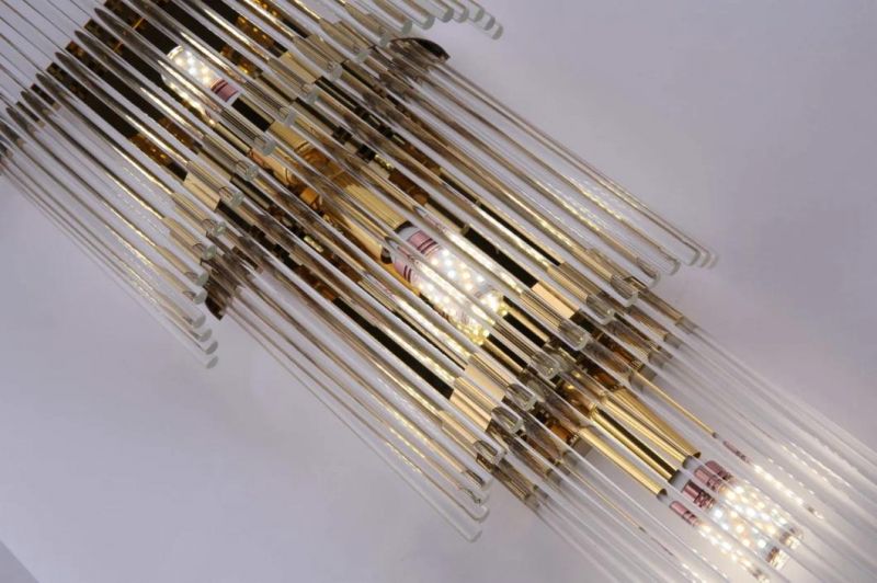 Modern Luxury Hotel Golden Crystal Wall Lamp with E14 Lamp for Villa