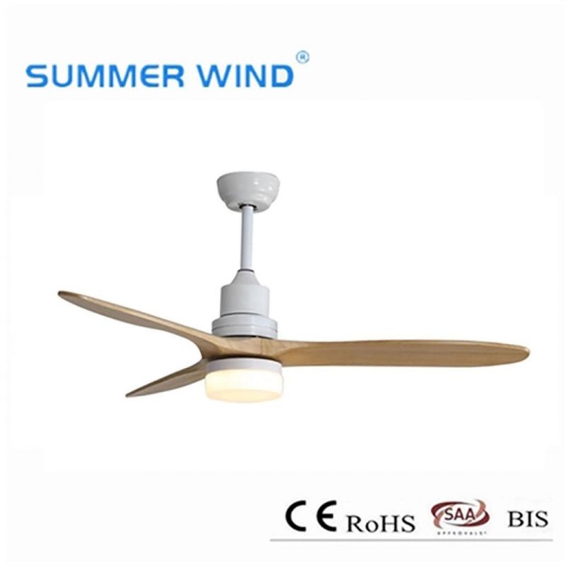 Simple 3 Fan Speed Low Noise AC Motor 52 Inch Wood Fan with Light Ceiling